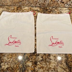 Christian Louboutin White Dust Bags with Red Logo (Set of 2)